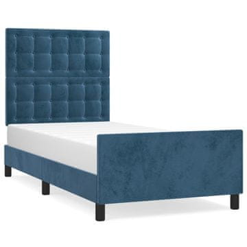 Vidaxl Posteljni okvir brez vzmetnice temno moder 100x200 cm žamet