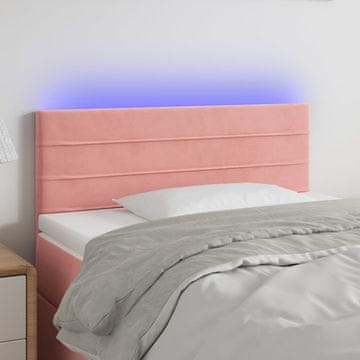 Vidaxl vidaXL Vzglavje postelje z LED svetlobo roza 100x5x78/88 cm žamet