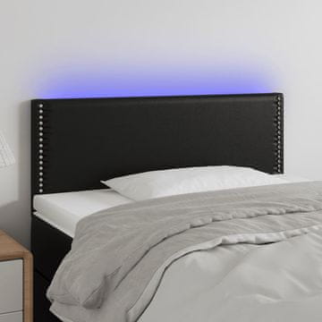 Vidaxl vidaXL LED vzglavje postelje črno 80x5x78/88 cm umetno usnje