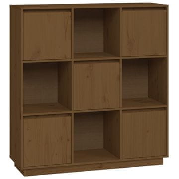 Vidaxl Visoka omara medeno rjava 110,5x35x117 cm trdna borovina