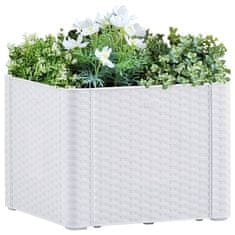 Vidaxl Visoka greda z zalivalnim sistemom bela 43x43x33 cm