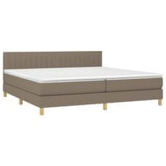 Vidaxl Box spring postelja z vzmetnico LED taupe 200x200 cm blago
