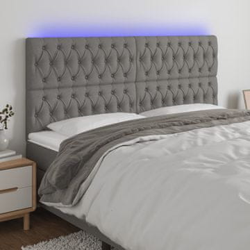 Vidaxl vidaXL Vzglavje postelje z LED diodo temno sivo 200x7x118/128 cm blago