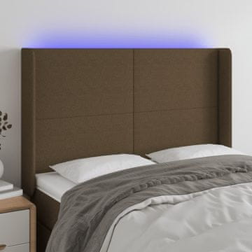 Vidaxl vidaXL Vzglavje postelje z LED diodo temno rjavo 147x16x118/128 cm blago