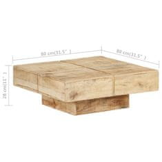 Vidaxl Klubska mizica 80x80x28 cm trden mangov les