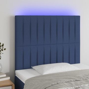 Vidaxl vidaXL Vzglavje postelje z LED modro 80x5x118/128 cm blago