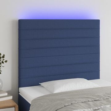 Vidaxl vidaXL Vzglavje postelje z LED modro 100x5x118/128 cm blago