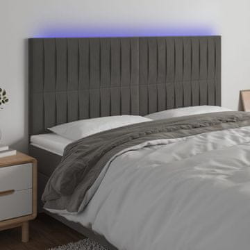 Vidaxl vidaXL Vzglavje postelje z LED diodo temno sivo 180x5x118/128 cm žamet