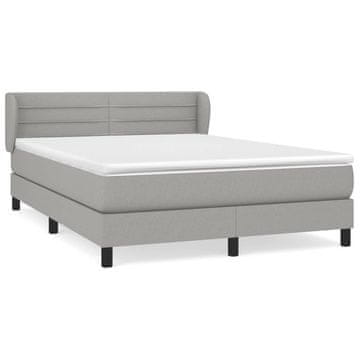 Vidaxl Box spring posteljni z vzmetnico svetlo siv 140x190 cm blago