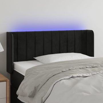Vidaxl vidaXL Vzglavje postelje z LED diodo črno 83x16x78/88 cm žamet