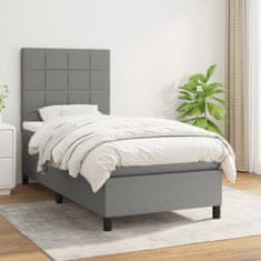 Vidaxl Box spring postelja z vzmetnico temno siva 80x200 cm blago