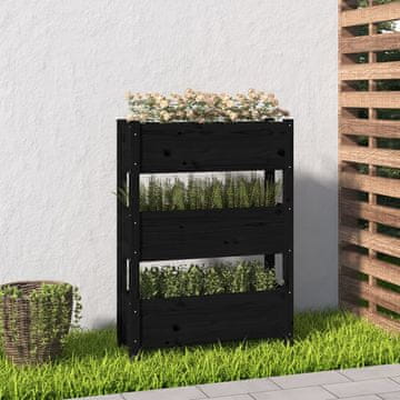 Vidaxl vidaXL Rožno korito, črno, 77 x 25 x 104,5 cm, masivni borov les
