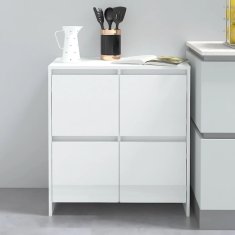 Vidaxl Komoda 2 kosa visok sijaj bela 70x41x75 cm iverna plošča