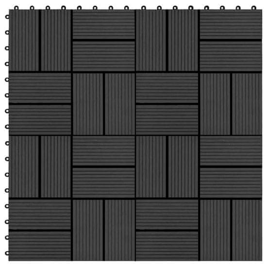 Vidaxl Talne plošče 22 kosov 30x30 cm 2 m2 WPC črne