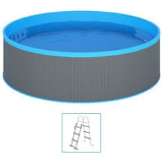 Vidaxl Bazen z lestvijo s 4 stopnicami 350x90 cm siv