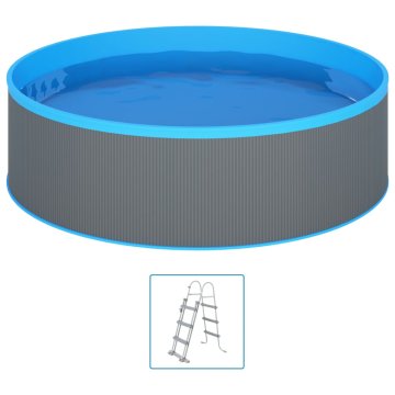 Vidaxl Bazen z lestvijo s 4 stopnicami 350x90 cm siv