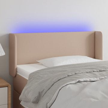 Vidaxl vidaXL LED vzglavje postelje, kapučino, 83x16x78/88 cm, umetno usnje