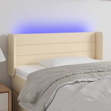 Vidaxl vidaXL Vzglavje postelje z LED diodami kremne barve 103x16x78/88 cm blago