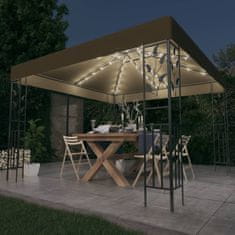 Vidaxl Paviljon z lučkami 3x3 m taupe 180 g/m2