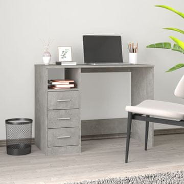 Vidaxl vidaXL Pisalna miza s predali betonsko siva 102x50x76 cm
