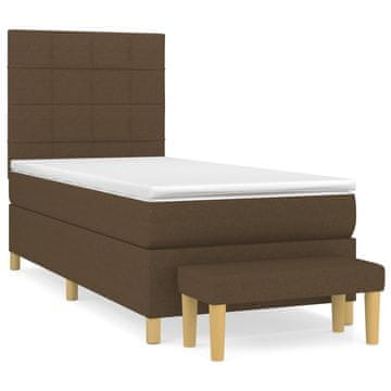 Vidaxl Box spring postelja z vzmetnico temno rjava 80x200 cm blago