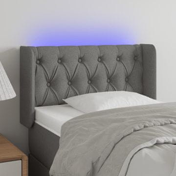 Vidaxl vidaXL Vzglavje postelje z LED diodo temno sivo 83x16x78/88 cm blago