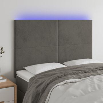 Vidaxl vidaXL Vzglavje postelje z LED diodo temno sivo 144x5x118/128 cm žamet
