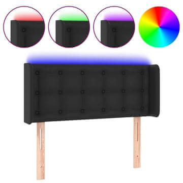 Vidaxl LED posteljno vzglavje črno 93x16x78/88 cm umetno usnje