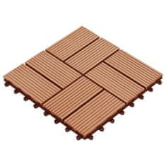 Vidaxl Talne plošče 11 kosov WPC 30x30 cm 1 m2 barva tikovine
