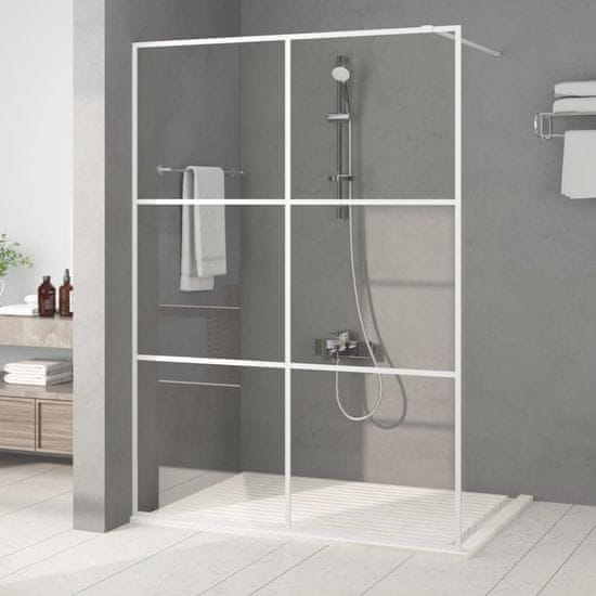 shumee 152154 Pregrada za tuš bela 140x195 cm prozorno ESG steklo
