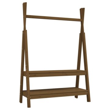 Vidaxl Stojalo za oblačila medeno rjavo 100x45,5x150 cm trdna borovina