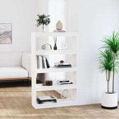 Vidaxl Knjižna omara/pregrada bela 80x30x135,5 cm trdna borovina