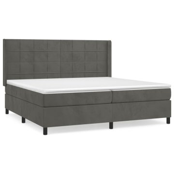 Vidaxl Box spring postelja z vzmetnico temno siva 200x200 cm žamet
