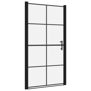 Vidaxl Vrata za tuš kaljeno steklo 100x178 cm črna