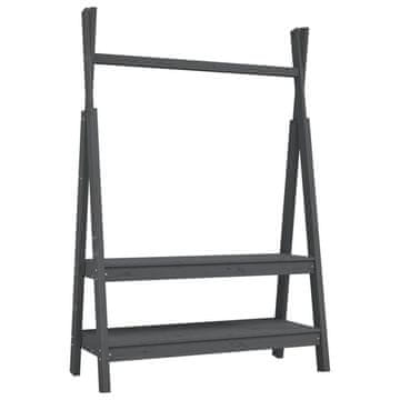 Vidaxl Stojalo za oblačila sivo 100x45,5x150 cm trdna borovina