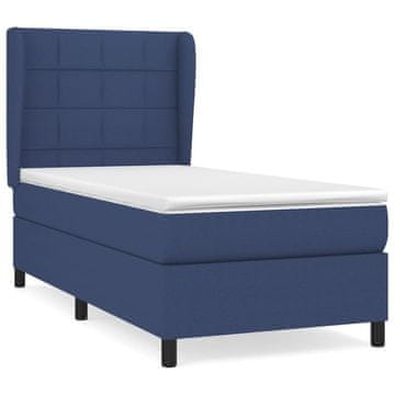 Vidaxl Box spring postelja z vzmetnico modra 80x200 cm blago