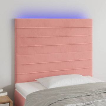 Vidaxl vidaXL Vzglavje postelje z LED svetlo roza 80x5x118/128 cm žamet