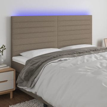 Vidaxl vidaXL Vzglavje postelje z LED osvetlitvijo, sivo-rjavo, 180x5x118/128 cm, blago