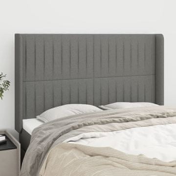Vidaxl vidaXL Vzglavje s krilci temno sivo 147x16x118/128 cm blago