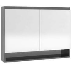 Greatstore Kopalniška omarica z ogledalom 80x15x60 cm MDF sijoče siva