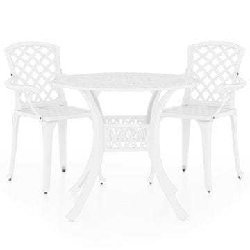 Vidaxl Bistro garnitura 3-delna liti aluminij bela