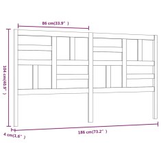Vidaxl Posteljno vzglavje 186x4x104 cm trdna borovina