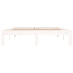 Vidaxl Posteljni okvir bel iz trdnega lesa 135x190 cm 4FT6