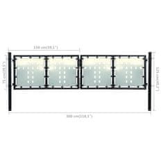 Vidaxl Dvojna Vrata za Ograjo 300 x 125 cm Črne Barve
