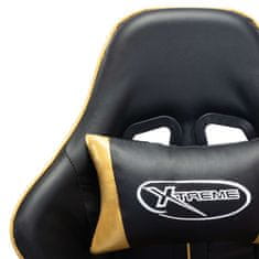 Vidaxl Gaming stol z oporo za noge črno in zlato umetno usnje