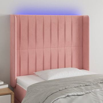 Vidaxl vidaXL Vzglavje postelje z LED svetlo roza 93x16x118/128 cm žamet