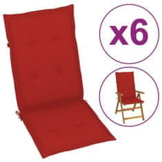 Vidaxl Blazine za vrtne stole 6 kosov rdeče 120x50x3 cm blago
