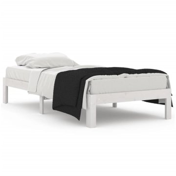 Vidaxl Posteljni okvir bel iz trdnega lesa 90x190 cm 3FT