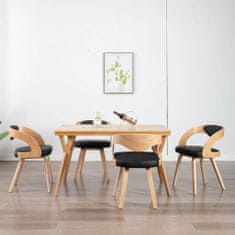 Vidaxl Jedilni stoli 4 kosi črni ukrivljen les in umetno usnje