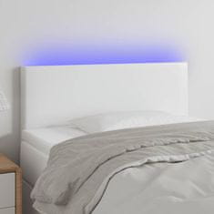 Vidaxl LED posteljno vzglavje belo 80x5x78/88 cm umetno usnje